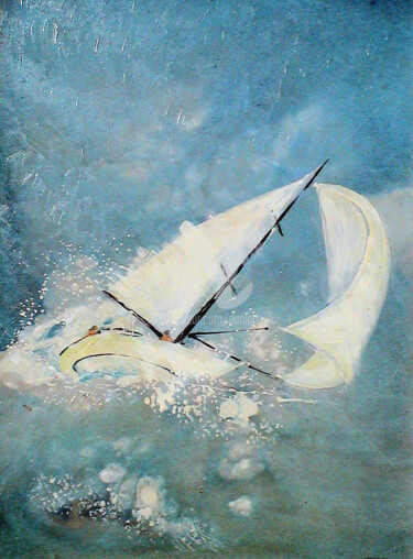 Peinture intitulée "Voile" par Daniel Lanoux, Œuvre d'art originale, Laque