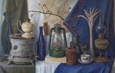 Painting titled "Still life with ker…" by Olga Goryunova, Original Artwork, Oil