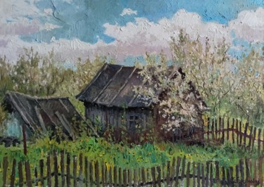 Malarstwo zatytułowany „Flowering plums” autorstwa Olga Goryunova, Oryginalna praca, Olej
