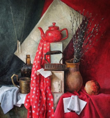 Peinture intitulée "Still life with a r…" par Olga Goryunova, Œuvre d'art originale, Huile