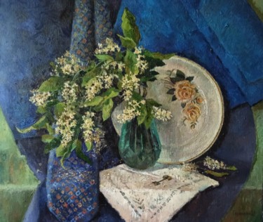 Peinture intitulée "Still life with bir…" par Olga Goryunova, Œuvre d'art originale, Huile