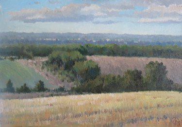Painting titled "Field" by Olga Goryunova, Original Artwork, Oil