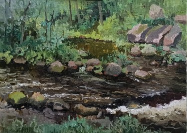 Peinture intitulée "Roshinka river" par Olga Goryunova, Œuvre d'art originale, Huile