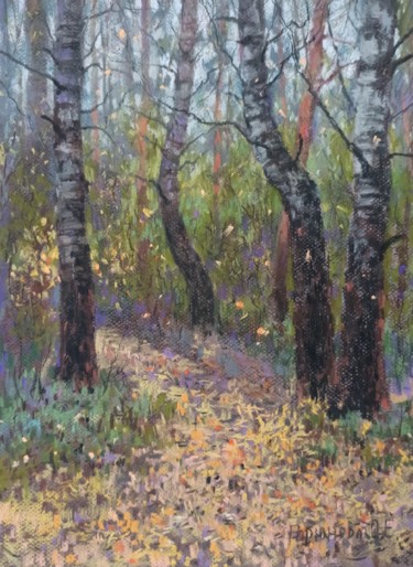 Drawing titled "Autumn evening" by Olga Goryunova, Original Artwork, Pastel