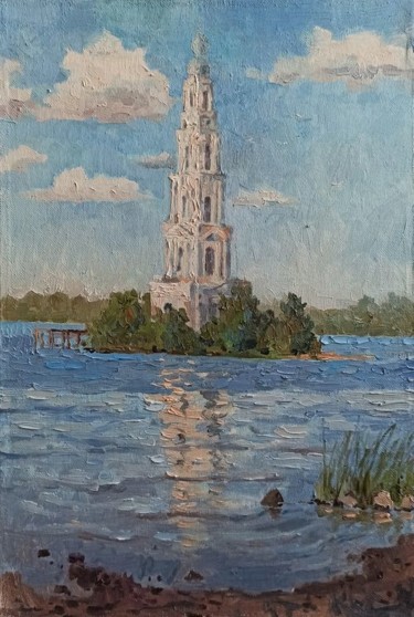 Painting titled "Bell tower" by Olga Goryunova, Original Artwork, Oil