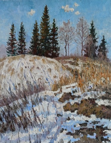 Painting titled "Hills in Ilyinskoe" by Olga Goryunova, Original Artwork, Oil