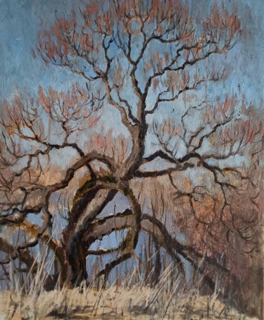 Painting titled "Tree" by Olga Goryunova, Original Artwork, Oil
