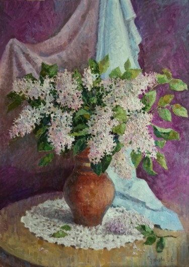 Pintura intitulada "Lilac bouquet" por Olga Goryunova, Obras de arte originais, Óleo