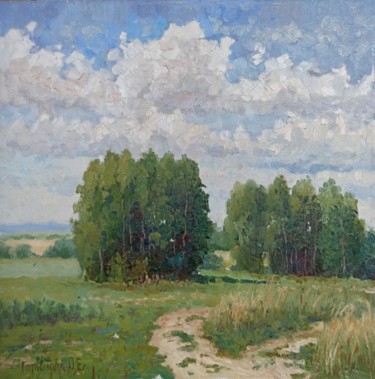 Peinture intitulée "Field in Zverkovo" par Olga Goryunova, Œuvre d'art originale, Huile