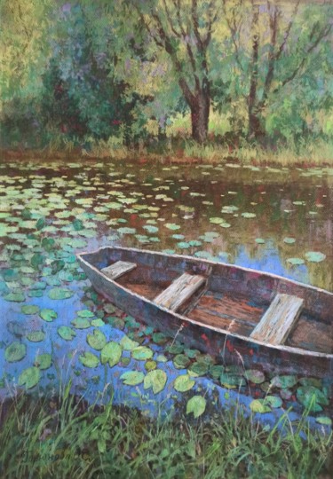 Pintura titulada "Trubezh river" por Olga Goryunova, Obra de arte original, Pastel