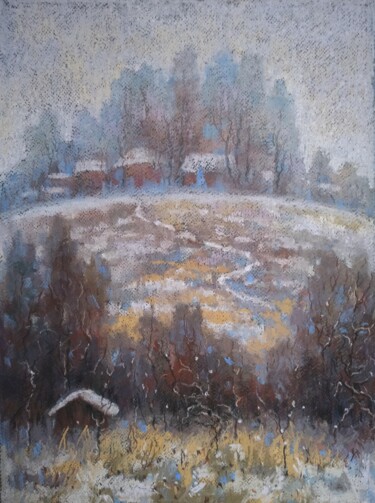 Peinture intitulée "Path in Kunisnikovo" par Olga Goryunova, Œuvre d'art originale, Pastel