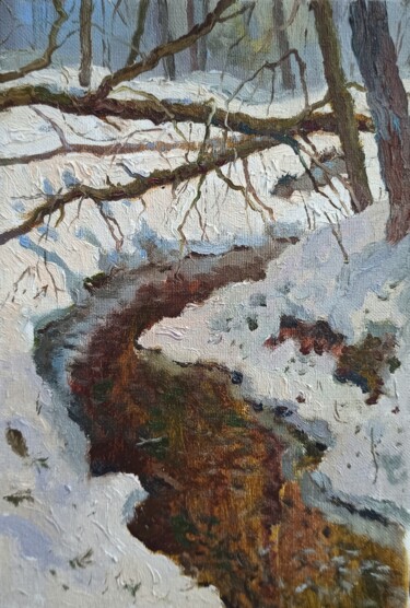 Peinture intitulée "Matusovka river, Fe…" par Olga Goryunova, Œuvre d'art originale, Huile