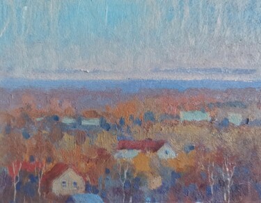 Painting titled "View from the window" by Olga Goryunova, Original Artwork, Oil