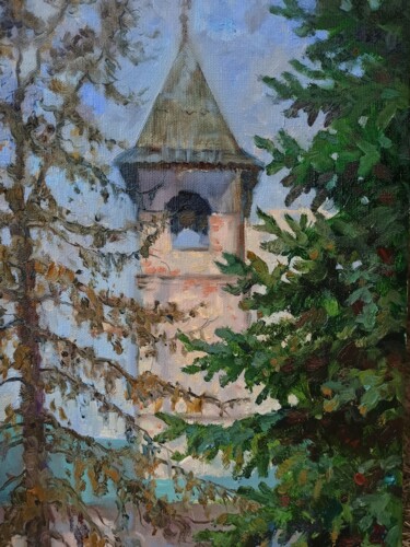 Painting titled "Tower of Spas-Preob…" by Olga Goryunova, Original Artwork, Oil
