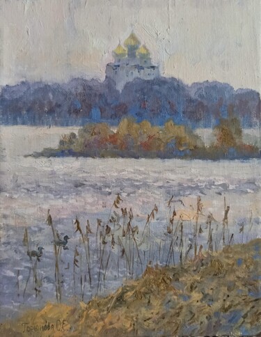 Painting titled "Yaroslavl at dusk" by Olga Goryunova, Original Artwork, Oil