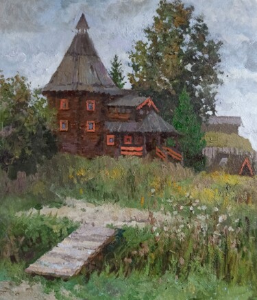 Pittura intitolato "House in Svyatogoro…" da Olga Goryunova, Opera d'arte originale, Olio