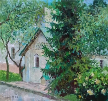 Painting titled "In the monastery af…" by Olga Goryunova, Original Artwork, Oil