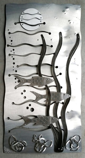 Collagen mit dem Titel "3Fishes" von Dan M., Original-Kunstwerk, Andere