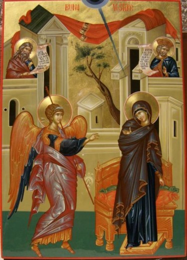 Painting titled "The Annunciation" by Daniel Neculae, Original Artwork