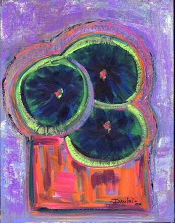 Painting titled "3 flowers" by Danny Davini, Original Artwork