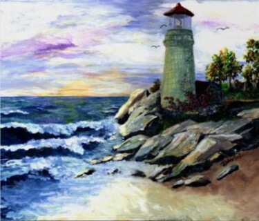 Painting titled "Autumn Lighthouse" by Danny Davini, Original Artwork