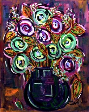 Painting titled "Floral abstract #6" by Danny Davini, Original Artwork