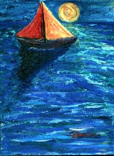 Painting titled "sail at dusk 3" by Danny Davini, Original Artwork