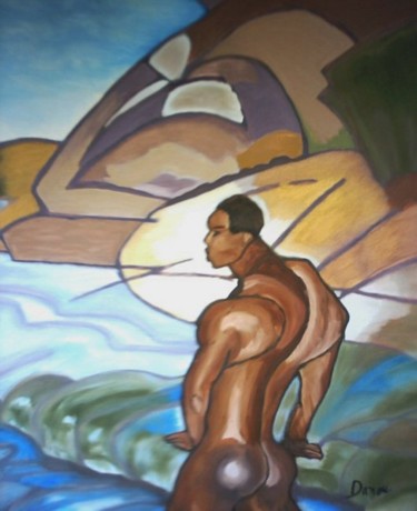 Painting titled "RIVIÈRE MYSTIQUE---…" by Danou, Original Artwork