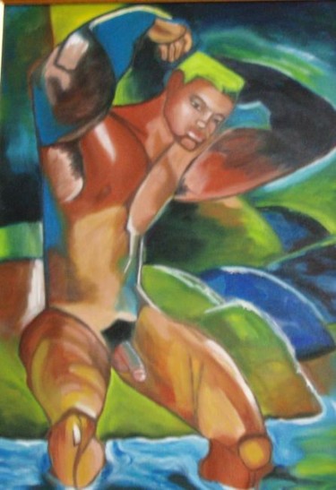 Peinture intitulée "BAIGNADE AU CLAIR D…" par Danou, Œuvre d'art originale