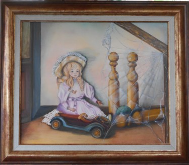 Painting titled "le grenier de grand…" by Danrog, Original Artwork, Oil Mounted on Wood Stretcher frame