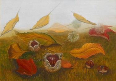 Peinture intitulée "vent d'automne" par Danrog, Œuvre d'art originale, Huile