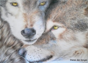 Drawing titled "Loups Wolves" by Danse Des Songes, Original Artwork, Other
