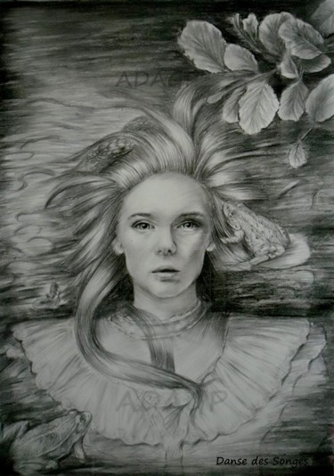 Dessin intitulée "The girl of ponds" par Danse Des Songes, Œuvre d'art originale, Crayon