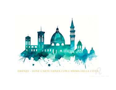 Цифровое искусство под названием "Firenze - Italy - F…" - Danta Albers, Подлинное произведение искусства, Акварель