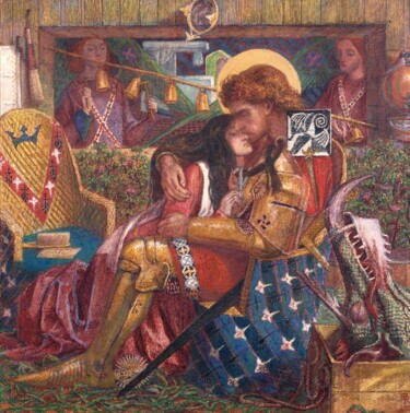 Pintura intitulada "Le Mariage de Saint…" por Dante Gabriel Rossetti, Obras de arte originais, Óleo