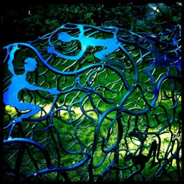 Sculpture titled "Elephant Bleu" by Didier Dantras, Original Artwork