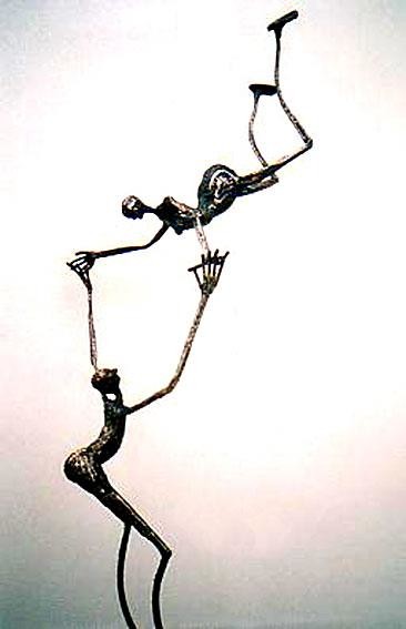 Sculpture intitulée "acrobates" par Didier Dantras, Œuvre d'art originale, Métaux