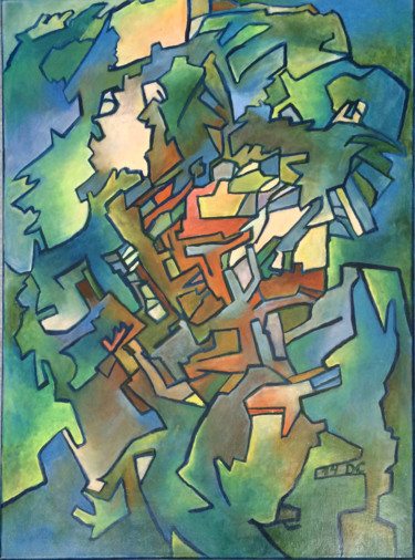 Malerei mit dem Titel "Witrażowe tematy 1" von Danuta Elzbieta Czyzyk, Original-Kunstwerk, Acryl