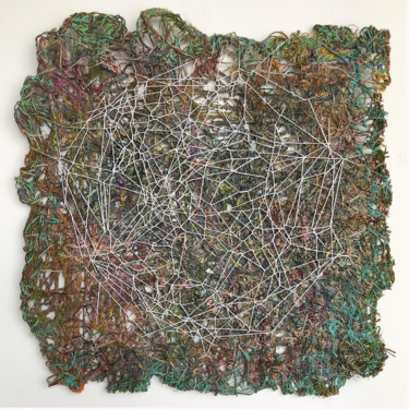 Textielkunst getiteld "Sieci Ziemi 3" door Danuta Elzbieta Czyzyk, Origineel Kunstwerk, Lapwerk Gemonteerd op Andere stijve…