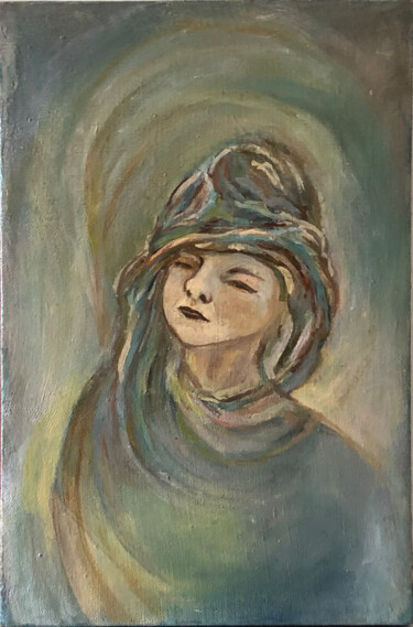 Картина под названием "Portret zamyślona" - Danuta Elzbieta Czyzyk, Подлинное произведение искусства, Акрил