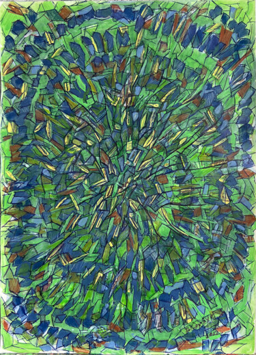 Obrazy i ryciny zatytułowany „Zielone 1” autorstwa Danuta Elzbieta Czyzyk, Oryginalna praca, Akwarela