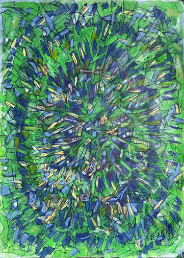 Obrazy i ryciny zatytułowany „Zielone 2” autorstwa Danuta Elzbieta Czyzyk, Oryginalna praca, Akwarela