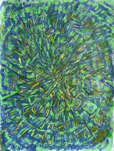 Obrazy i ryciny zatytułowany „Zielone 3” autorstwa Danuta Elzbieta Czyzyk, Oryginalna praca, Akwarela