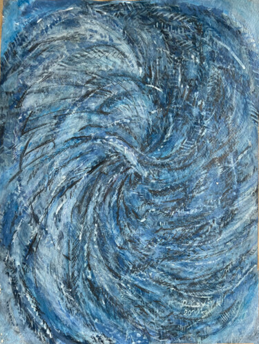 Obrazy i ryciny zatytułowany „Błękitny wir 1” autorstwa Danuta Elzbieta Czyzyk, Oryginalna praca, Akryl