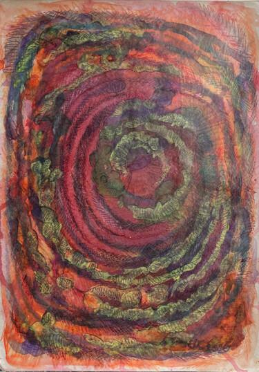 Rysunek zatytułowany „Koła czerwieni” autorstwa Danuta Elzbieta Czyzyk, Oryginalna praca, Ołówek