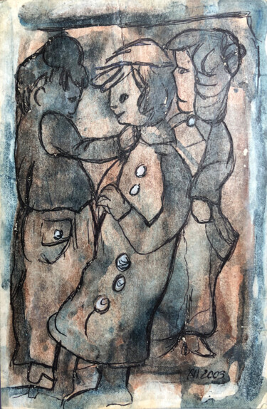 Rysunek zatytułowany „Kłótnia” autorstwa Danuta Elzbieta Czyzyk, Oryginalna praca, Akwarela