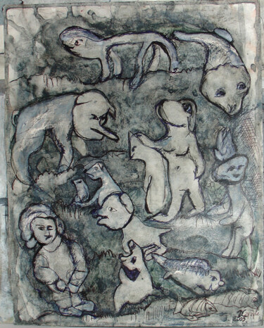 Σχέδιο με τίτλο "Przewinienie" από Danuta Elzbieta Czyzyk, Αυθεντικά έργα τέχνης, Ακουαρέλα