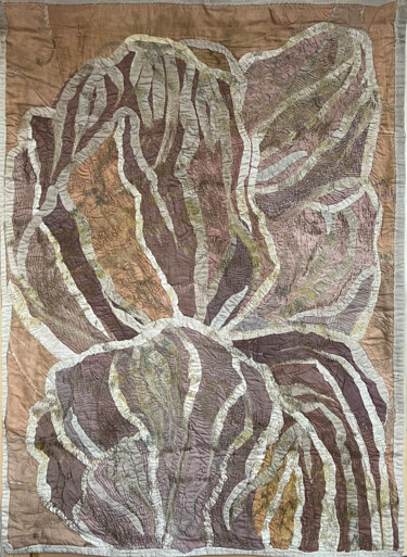 Textielkunst getiteld "Porosty 2" door Danuta Elzbieta Czyzyk, Origineel Kunstwerk, Stof Gemonteerd op Frame voor houten bra…