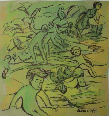 Zeichnungen mit dem Titel "Po spotkaniu" von Danuta Elzbieta Czyzyk, Original-Kunstwerk, Aquarell
