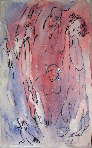 Rysunek zatytułowany „W transie” autorstwa Danuta Elzbieta Czyzyk, Oryginalna praca, Akwarela